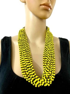N7568 Bold Ethnic Handmade Gypsy Yellow Glass Multi Strand Naga Tibetan Necklace - Picture 1 of 9