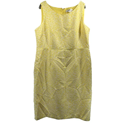 Kasper Dress Size 16 Sleeveless Yellow Floral Sheath Lined Back Zipper Old Money - Image 1 of 4