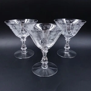 Juego de 3 vasos de postre Cambridge Rose Point transparentes bajos de Sherbet vintage de 4,75" - Imagen 1 de 12