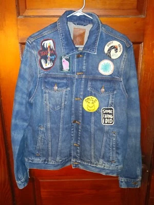 非常罕见 Deus Ex Machina 牛仔微笑罗纳德夹克补丁男式 L — 第 1/4 张图片