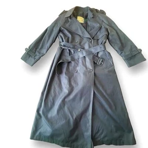 Vtg London Towne Navy Removable Flannel Lining Trench Coat Size 10 Reg 80s - Picture 1 of 11