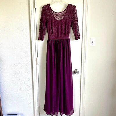 Maxi Vestido Bery Love Granate Encaje Talla M Dama de honor Boda Formal Borgoña Foto 1 de 4