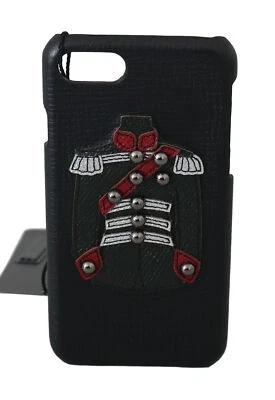 Funda de teléfono DOLCE & GABBANA de cuero negro con apliques tachonados iPhone7 14x7 cm $350 Foto 1 de 4