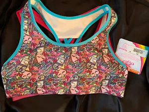 NWT Lot Of 2 Jo Jo Silva Training Sports Bras Size XL 14/16 Peace Love Dance - Picture 1 of 5