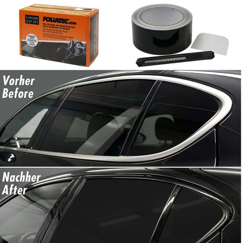 Foliatec Chrome Out Set Auto Zierleisten Folie Zierstreifen zum Folieren