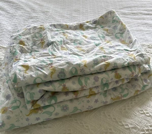 TABITHA WEBB KIDS MERMAID TWIN SHEET SET GREEN PINK YELLOW WHITE 3PC Cotton - Picture 1 of 7