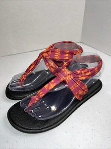 Sanuk Yoga Sling Sandals Purple Orange Womens Size 7 Fabric Thongs Flip Flop - Picture 1 of 10