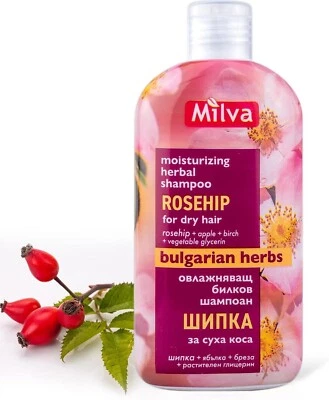 Bio Hagebutten HAARSHAMPOO feuchtigkeitsspendende trockene Kopfhaut Bulgarische Kräuter von Milva -200ml - Bild 1 von 4