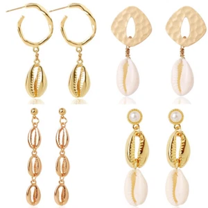 Boho Pearl Natural Sea Shell Earrings Stud Drop Dangle Women Holiday Jewelry  - Picture 1 of 20