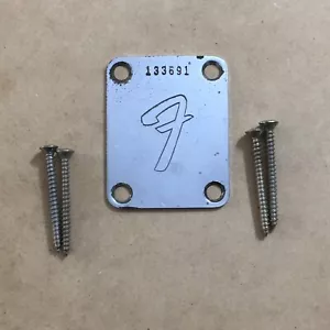 Vintage Fender Neck Plate 1966 Real Aged Chrome Fullerton Era Made in USA Rare - Picture 1 of 14