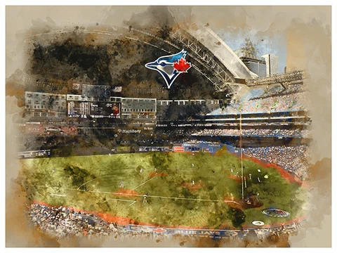 Toronto Blue Jays Poster Watercolor Art Print Man Cave Decor 12x16" Cover