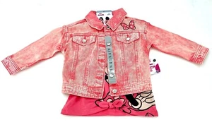 Mädchen Minnie Mouse 2 Teile Jeansjacke Artwork am Rücken T-Shirt Rosa Größe 3T - Bild 1 von 5