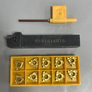 16mm SER1616H16 Gewinde Dreh Werkzeug Halter +10tlg 16ER AG55 Hartmetall Einsatz - Bild 1 von 11