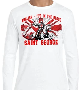 St Georges Day T-Shirt Gift Saint George English In The Blood England Patriot - Picture 1 of 3