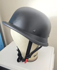 German Style Motorcycle Half Helmet Open Face Size L DOT Approved Matte BLACK - Bild 1 von 10