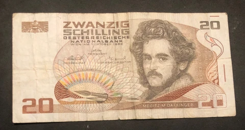 1985 Austria Zwanzig 20 Schilling Banknote Oesterreichische NationalBank Cover