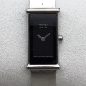 Citizen Eco-Drive Uhr Damen 15mm silberfarben schwarzes Zifferblatt G620-S033730 6,25" - Bild 1 von 14