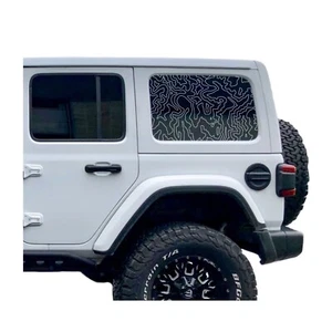 Topographic Map Decal for Jeep Wrangler Unlimited JLU Rear Side Window 2018+ - Picture 1 of 6