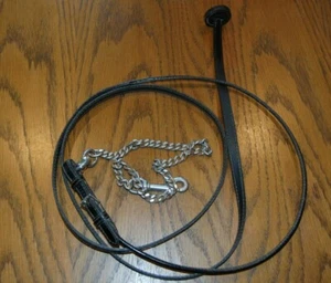 Vintage - schwarzes Lackleder Showhalfter Leine mit Kette - Bild 1 von 4