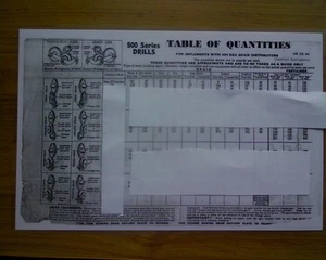 Massey Ferguson MF 500 series drill seeder RATES CHART disc tyne trailed combine - Picture 1 of 3