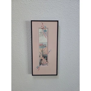 Mary Endico Abstract Watercolor 17x8" Framed Vintage Modern Art Signed Original - Picture 1 of 10