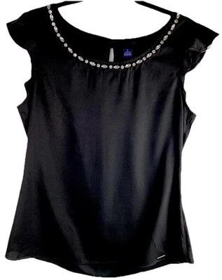 Blusa sin mangas US Polo Assn para mujer negra escote joya talla pequeña Foto 1 de 4