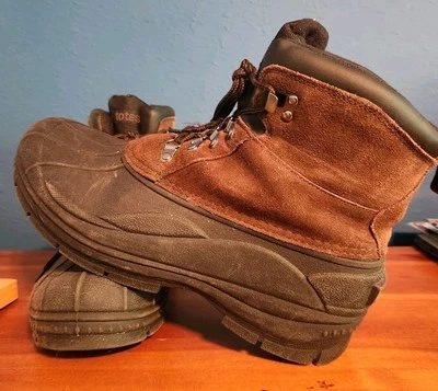 男式 TOTES Duck 靴子尺寸 10.5M(皮革 Thermolite 鞋垫棕色和黑色) — 第 1/4 张图片