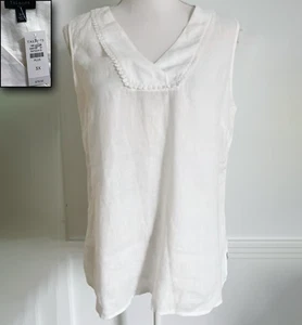 Neu mit Etikett! TALBOTS PLUS WEISS BESTICKT JAKOBSMUSCHELBORTE ÄRMELLOSES SHIRT TANK TOP 3X A+ - Bild 1 von 8