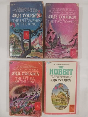 The Lord of the Rings Trilogy + Hobbit JRR Tolkien Dolphin Edition Paperbacks  - Image 1 of 4