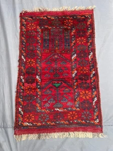 2'5x3'9 ft Antique Afghan Baluchi Rug – Hand Knotted Tribal Wool Area Carpet - Picture 1 of 8