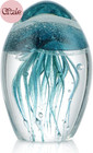 Hand Blown Glass Jellyfish Paperweight Glow in Dark Ocean Decor Gift