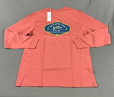 Camiseta Southern Tide LS Yuletide Estampado Clásico Mediano Coral Nueva con Etiquetas Precio de venta sugerido por el fabricante 52 USD Foto 1 de 4