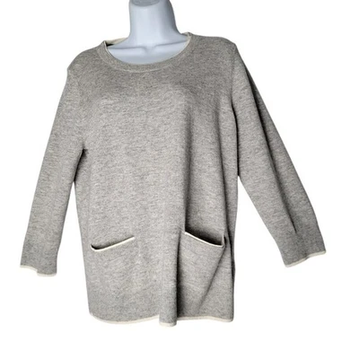 Boden Women’s 12 Gray Wool Cashmere Sweater Tunic Pockets Long Sleeve Capsule - Image 1 of 4