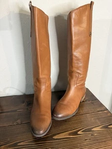 Sam Edelman Size 10 Penny Whiskey Leather Tall Equestrian Back Zip Riding Boots - Picture 1 of 7
