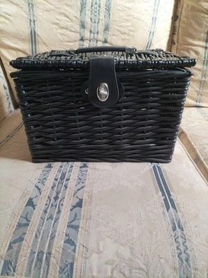 Black Wicker Basket Empty Hamper - Image 1 of 3