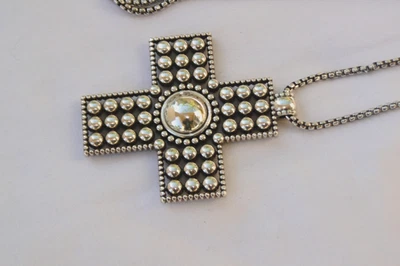 NWT Brighton Pretty Tough Bold Silver Cross Pendent Necklace $98 - Image 1 of 4