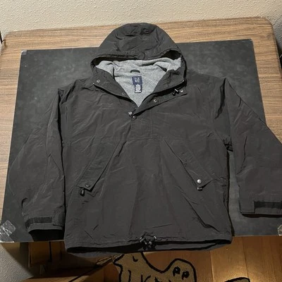 Vintage GAP Anorak Jacket Black Yzy Mens Hooded Pullover Oversized Boxy 90s - Image 1 of 4
