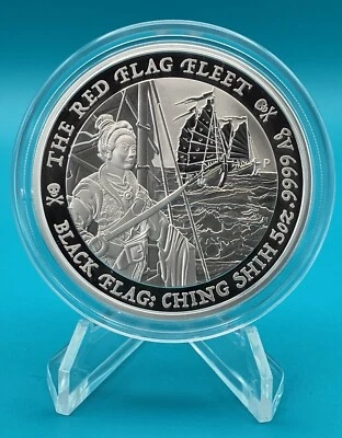 2021 TUVALU BLACK FLAG RED FLAG FLEET  5OZ .999 SILVER COIN - Image 1 of 4