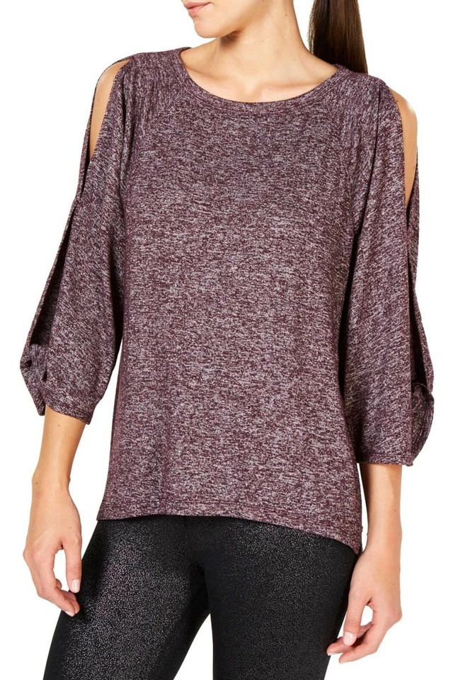 New Calvin Klein Womens Performance Open-Sleeve Top, Burgundy, XS - Image 1 of 1