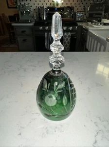 Vintage Green Cut Glass Bell - Picture 1 of 6