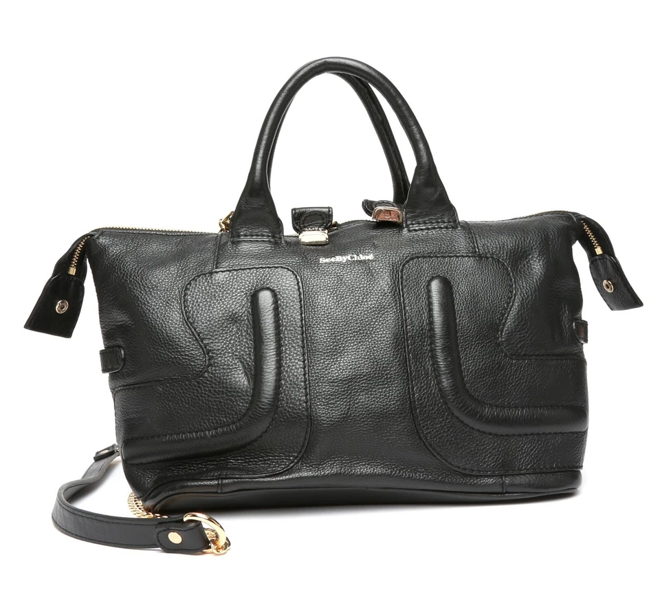 See By Chloe Womens Black Kay Leather Satchel Bag Purse V4210 - Image 1 of 4