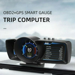 OBD2+GPS HUD Smart Car Speedometer Digital Display Gauge Head-Up Turbo RPM Alarm - Picture 1 of 17