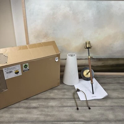 Pottery Barn Harrison Leather Wrapped Sconce Vintage Brass Bronze Dust Spot Read - Image 1 of 4