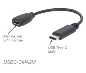 5" USB Type-C Male to USB Micro-B 5-Pin Female USB 2.0 Adapter, USBC-CMA2M - Picture 1 of 1