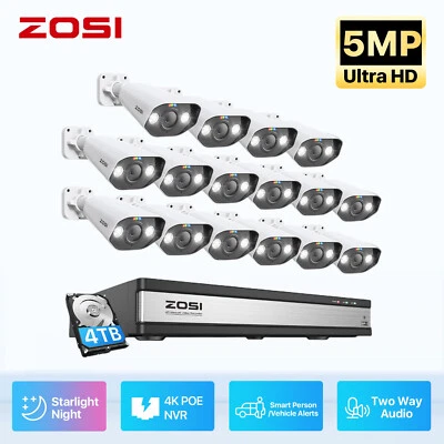 ZOSI 8CH/16CH 4K NVR 5MP POE Sistema de Cámara de Seguridad AI Persona Auto Detección Foto 1 de 4