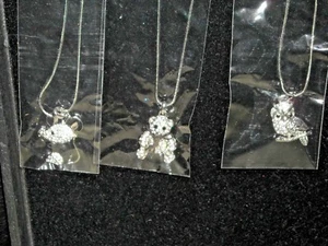 silver tone necklace Christmas stocking stuffers rhinestone mouse owl teddy bear - Picture 1 of 3