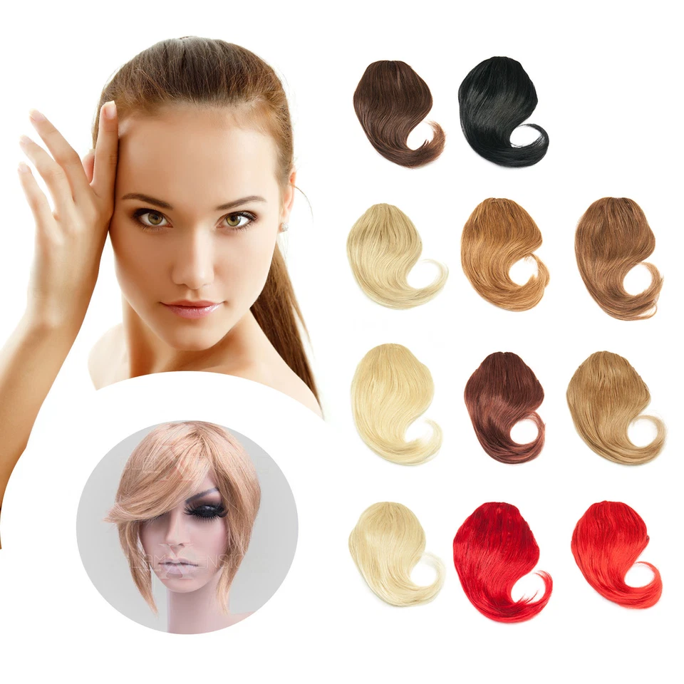 GLAMXTENSIONS Pony Haarteil Clip In 100% Echthaar Extensions Perücke Gerade Glatt Haarfüller