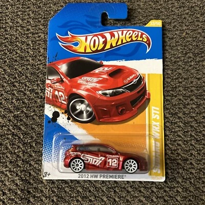 Hot Wheels 2012 HW Premiere #33 Subaru WRX STi vermelho com branco 10SPs - Imagem 1 de 2