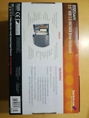 StarTech InfoSafe SATASE35U2 3.5" USB 2.0 IDE/SATA Drive Enclosure in Box - Image 1 of 3