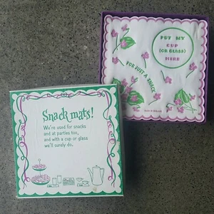 Vintage Violet Floral Paper Snack Mats Cocktail Freund Mayer England Box of 7  - Picture 1 of 4